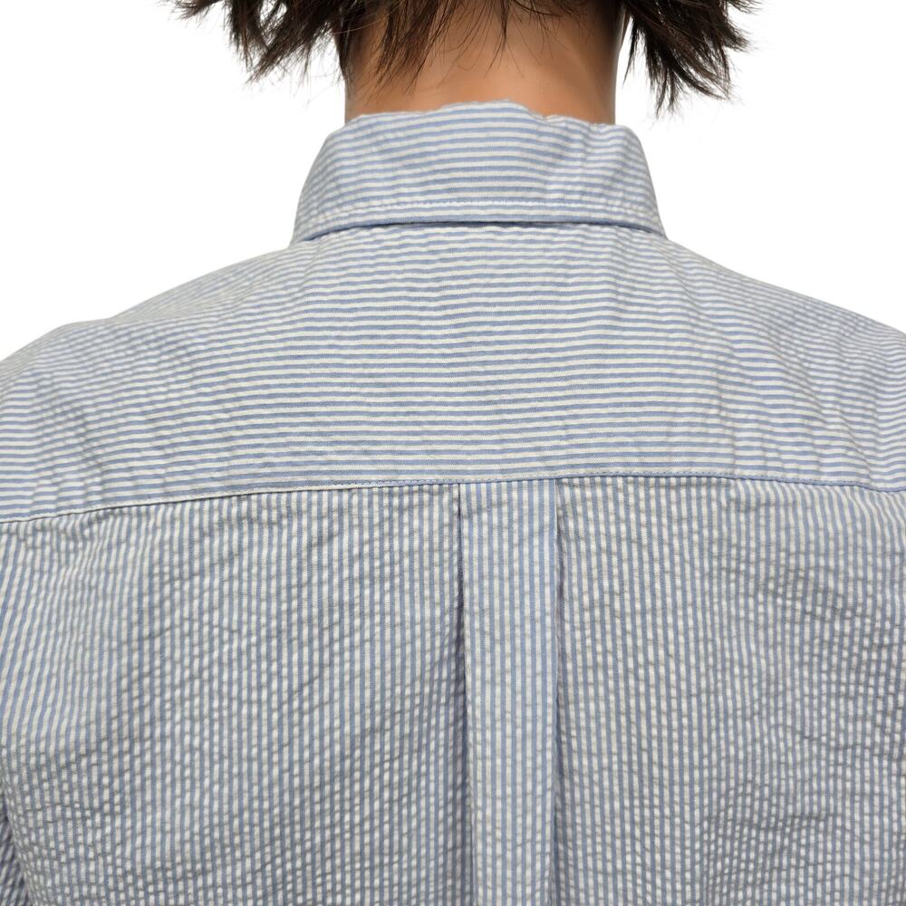 Vineyard Vines Seersucker Shirt Men S Short Sleeves Stretch Blue Striped Whale - Picture 9 of 13